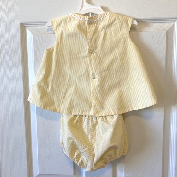 Vintage The Baby Duds of Oklahoma Yellow Seersucker Baby Summer Set *read - Picture 2 of 9